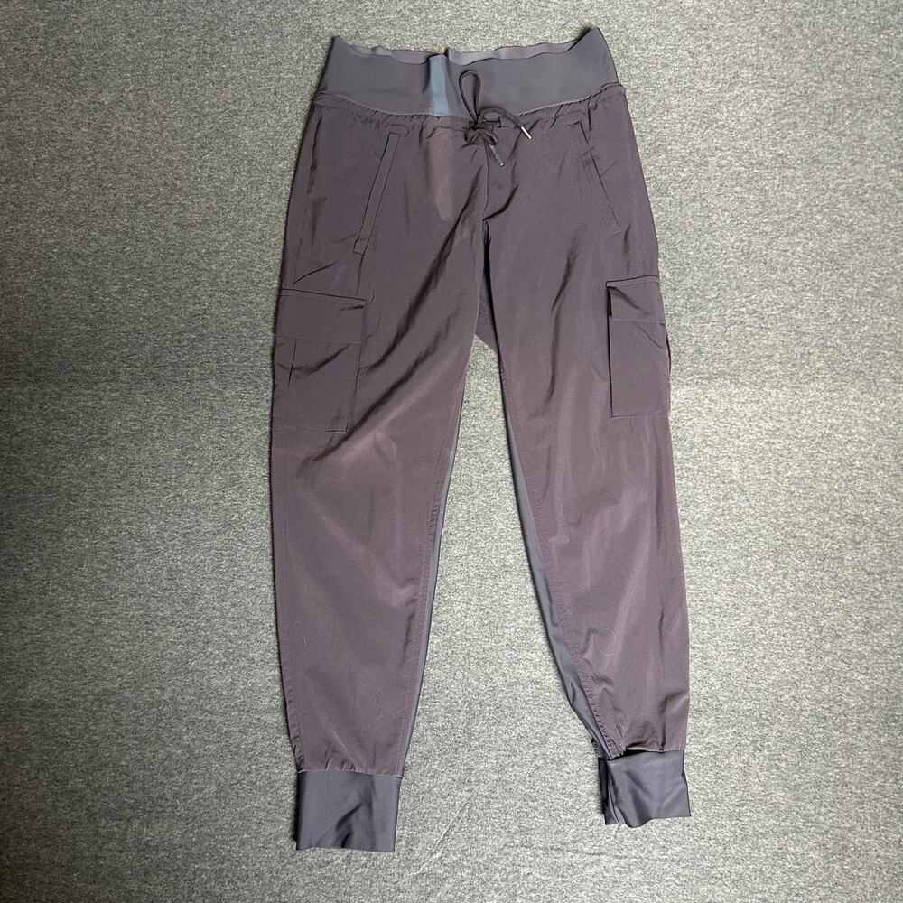 Athleta joggers purple small drawstring zip pockets sun damaged yoga workout
